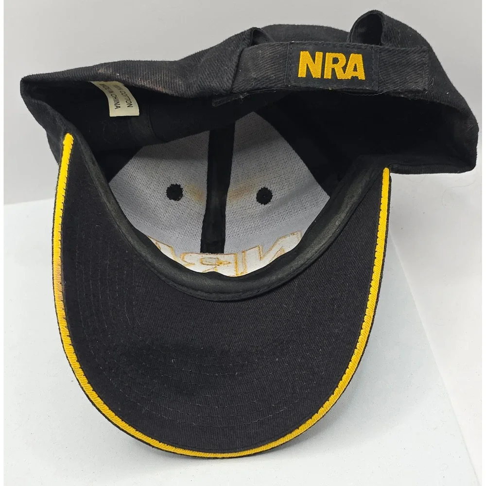 NRA Hat Black‎ Cap Gold Embroidered Logo American Flag Adult Baseball